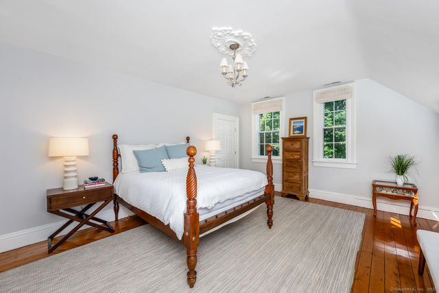 a bedroom with a bed and a table in it