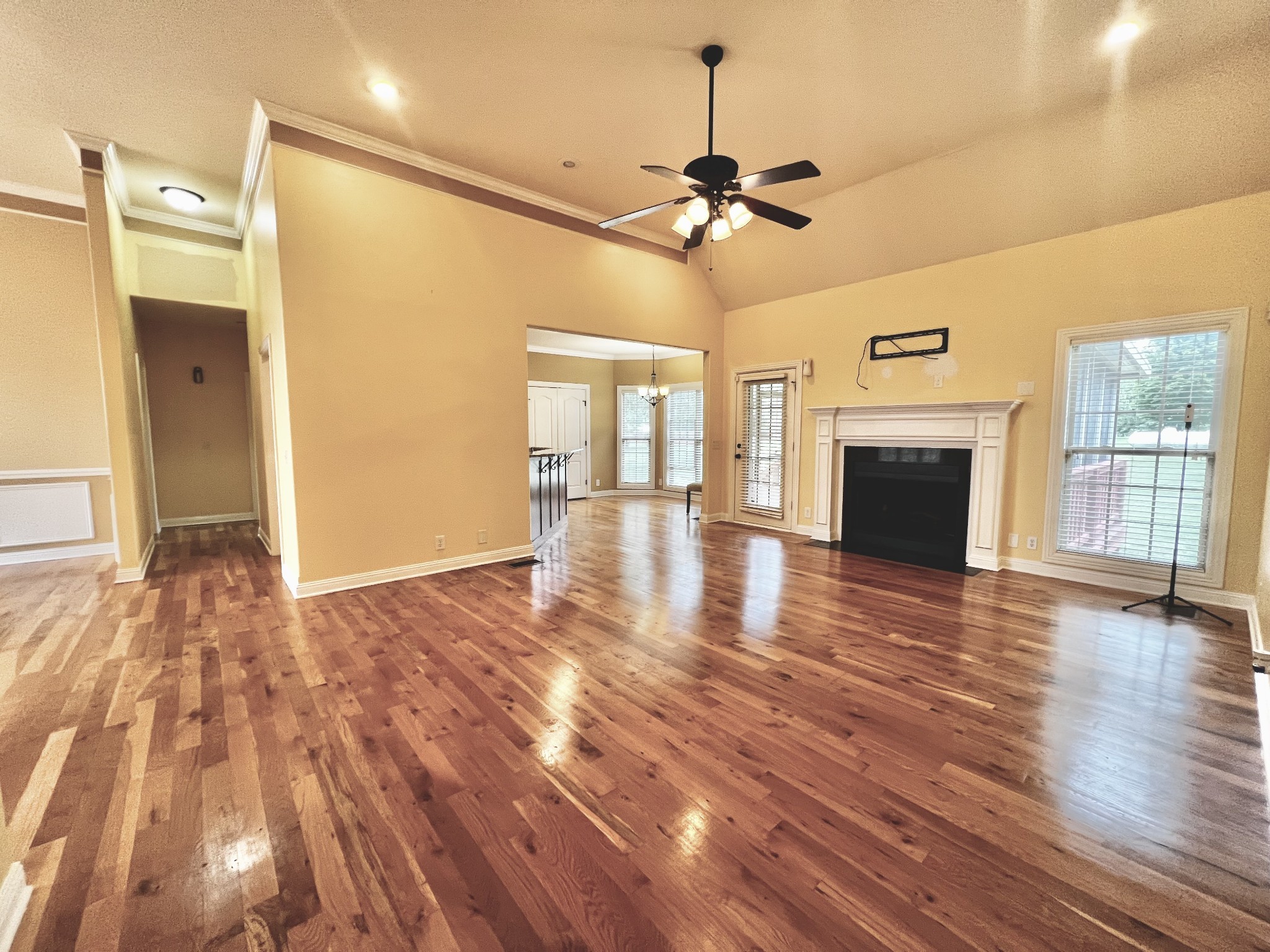 102 Spring View Place Cottontown, TN 37048 - Photo 12 of 40 a view of an empty room with wooden floor fireplace and a window