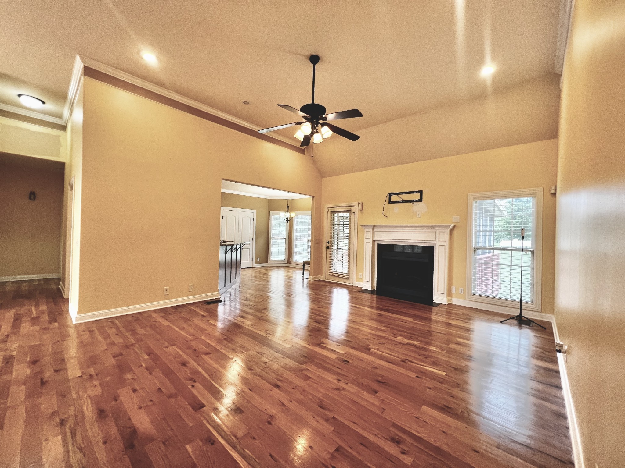 102 Spring View Place Cottontown, TN 37048 - Photo 17 of 40 a view of empty room with wooden floor and fireplace
