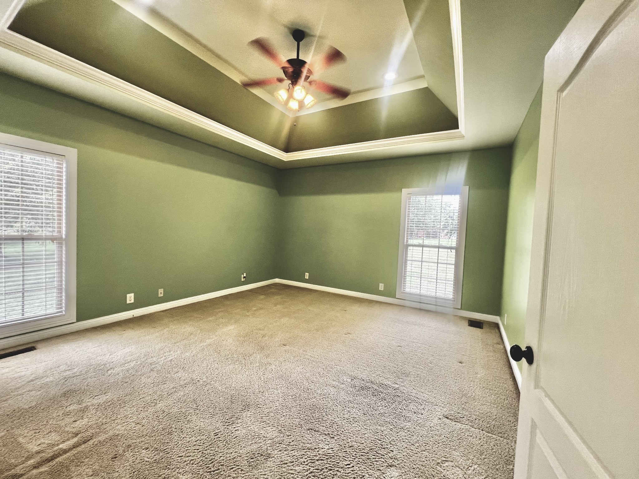 102 Spring View Place Cottontown, TN 37048 - Photo 28 of 40 an empty room with a chandelier fan and windows