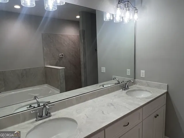 a bathroom with a bathtub