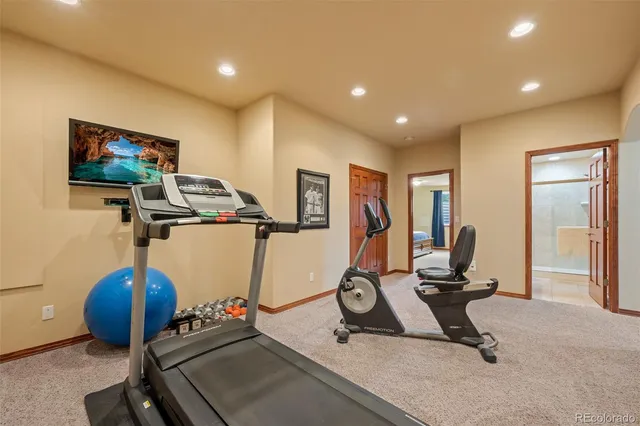 a view of a room with gym equipment