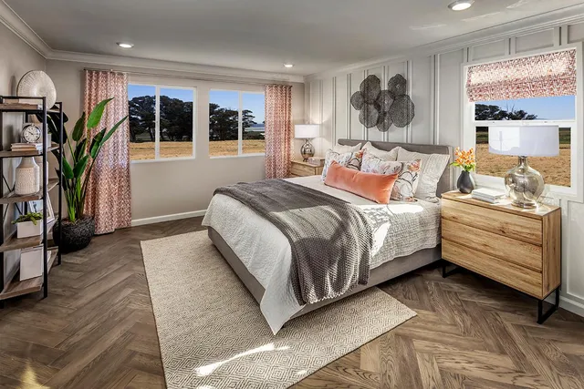 a bed room with a bed and a walk in closet