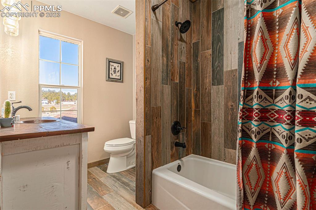 14965 Tanner Trail Elbert, CO 80106 - Photo 32 of 50 a bathroom with a sink a toilet and shower