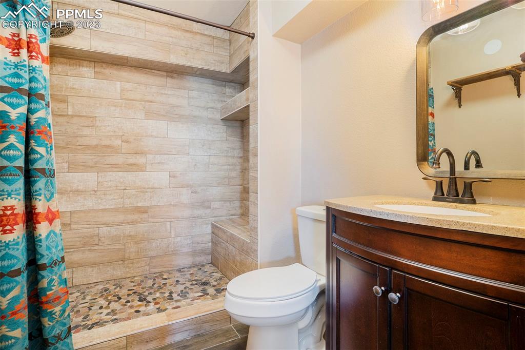 14965 Tanner Trail Elbert, CO 80106 - Photo 37 of 50 a bathroom with a sink a toilet and shower