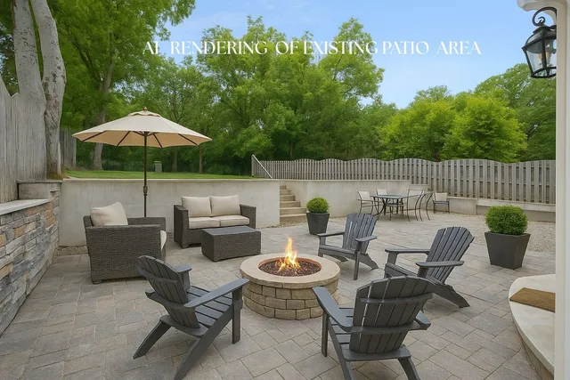 a view of a table and chairs in patio