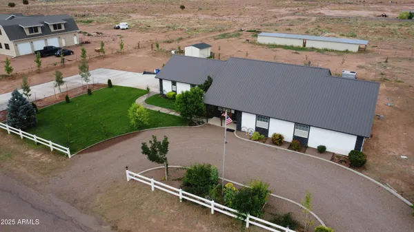 an aerial view of a house