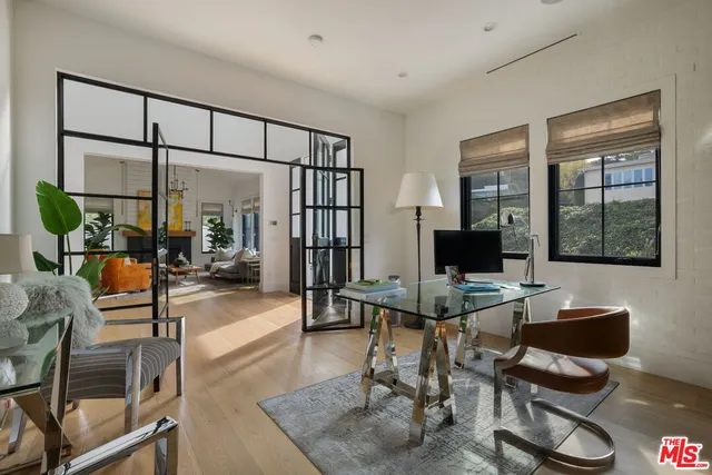 a workspace with furniture