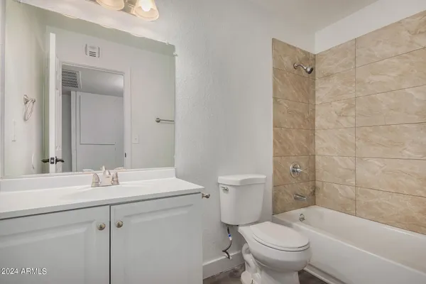 a bathroom with a sink toilet vanity and shower