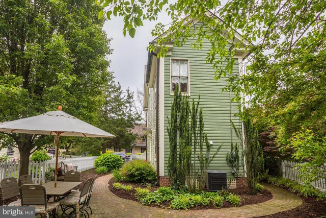 a view of a backyard with plants and flowers