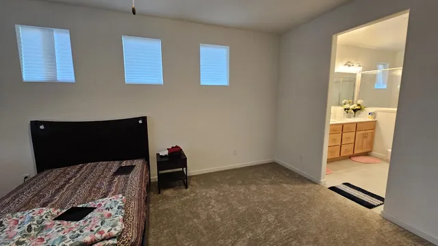 a bathroom with a double vanity sink mirror and shower