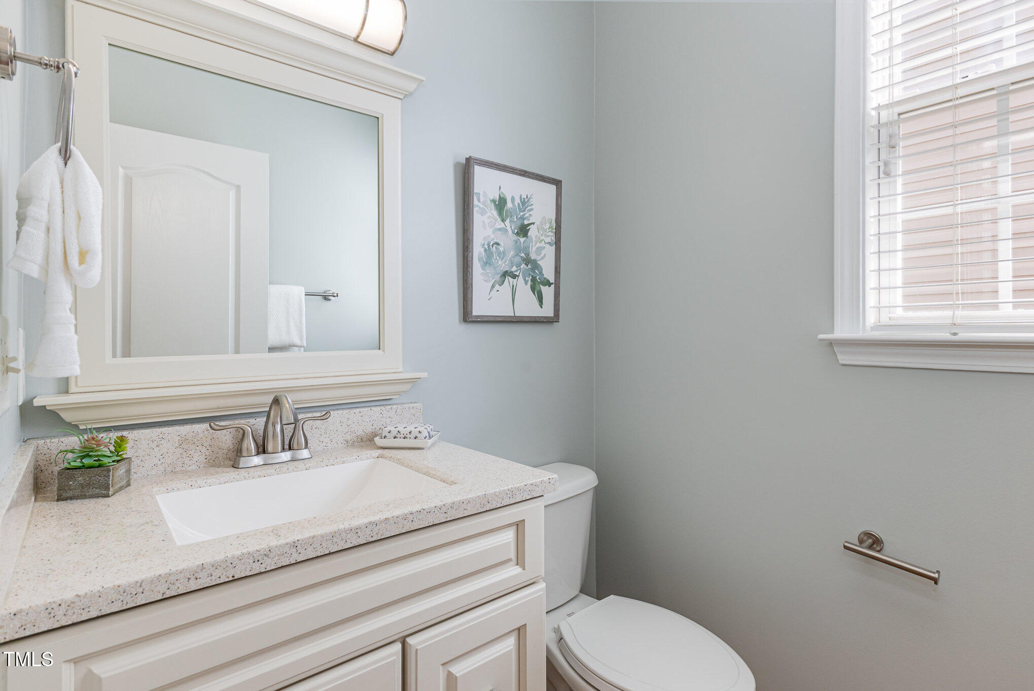 7533 Silver View Lane Raleigh, NC 27613 - Photo 11 of 25 a bathroom with a granite countertop toilet sink and mirror