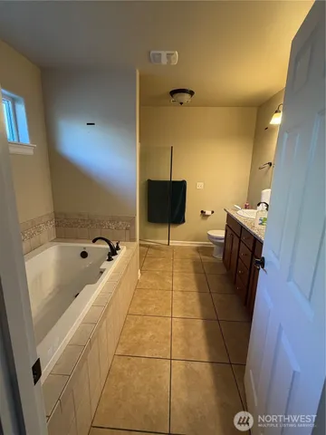 a bathroom with a tub a sink and a shower