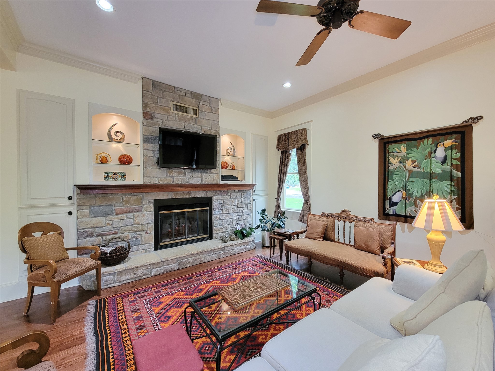 1406 Key Street Brenham, TX 77833 - Photo 16 of 50 a living room with furniture and a fireplace