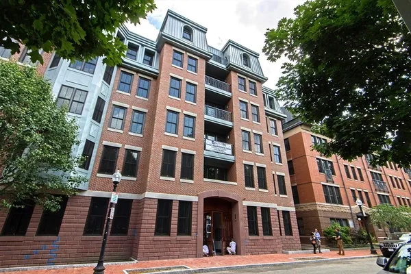 a front view of a multi story building
