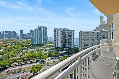 a balcony with city view