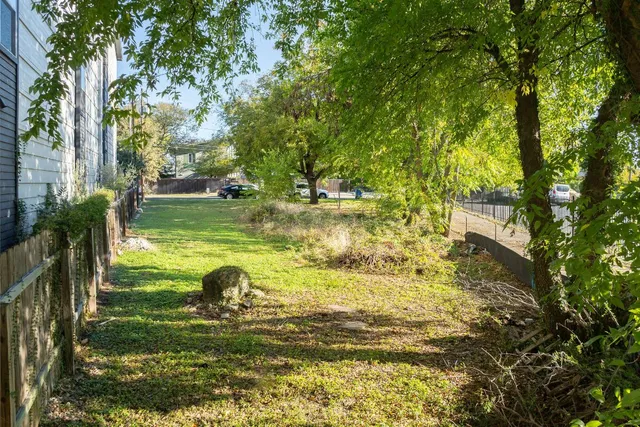 a view of a garden with an outdoor space