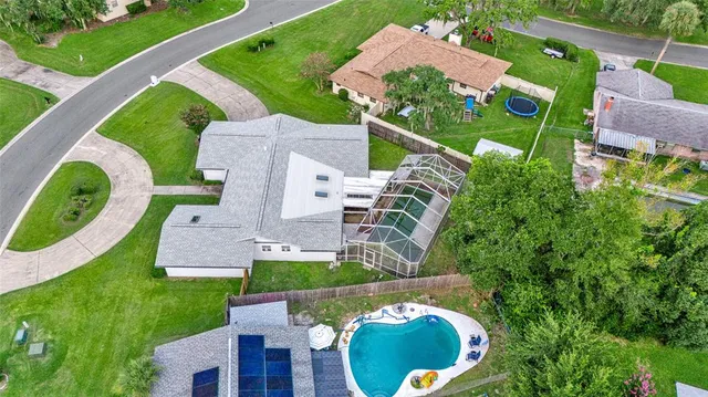 an aerial view of a house