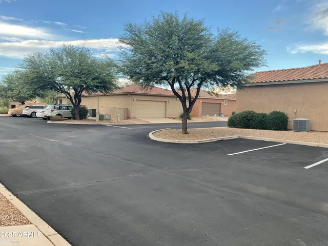 a view of a street with a tree