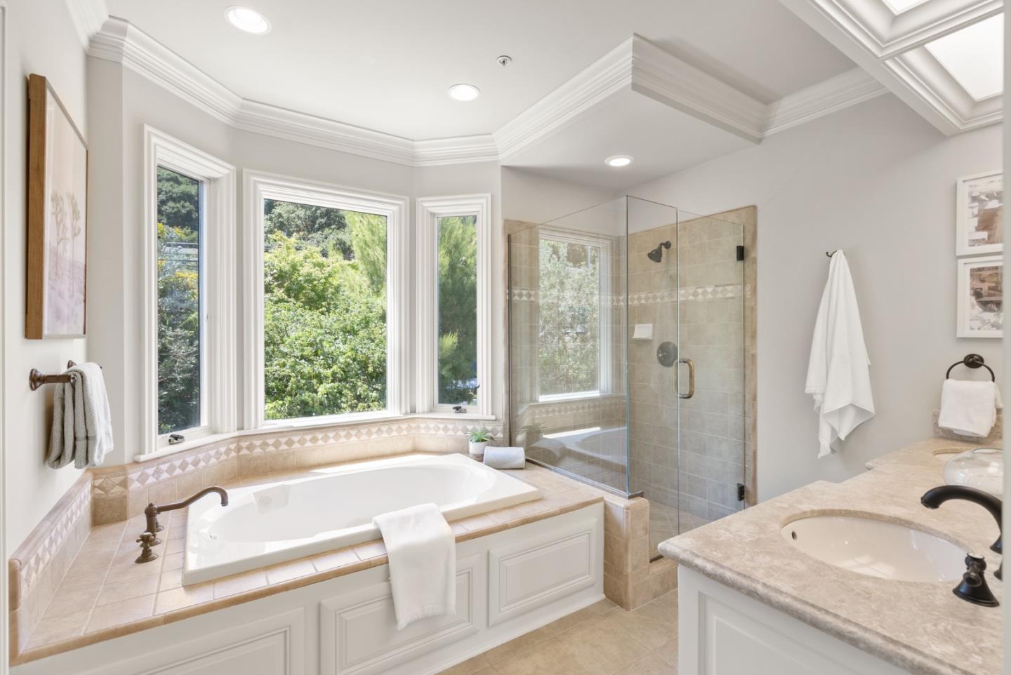 125 Dover Street Los Gatos, CA 95032 - Photo 27 of 49 a spacious bathroom with a tub sink and mirror