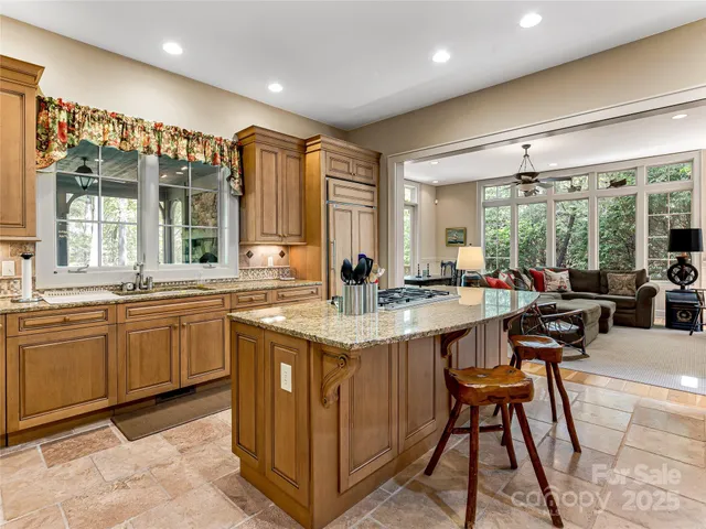 a kitchen with lots of counter top space