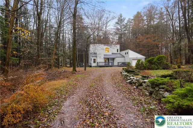 a view of a town with trees and houses