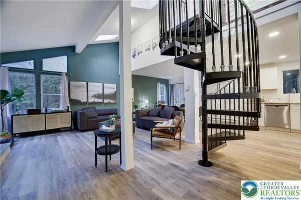 a living room with furniture