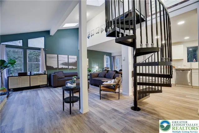 a living room with furniture