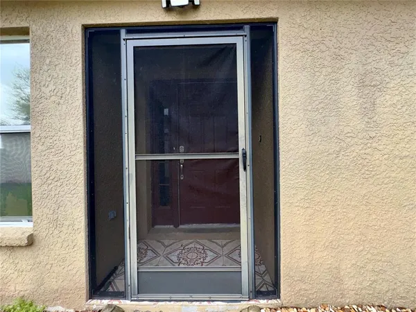 a view of a wooden door