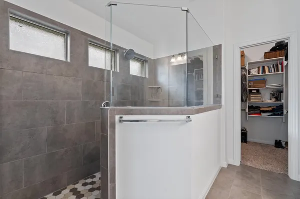 a bathroom with a shower