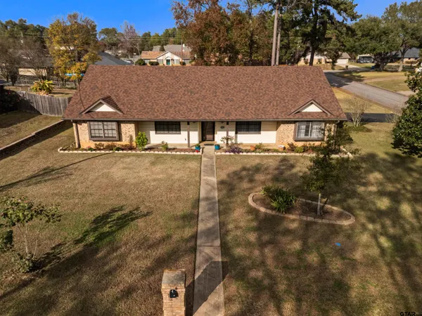 an aerial view of a house