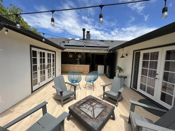 a living room with furniture