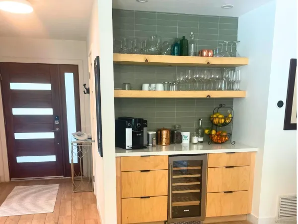 a room with wine cabinets