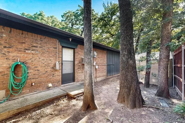 a view of a wooden door