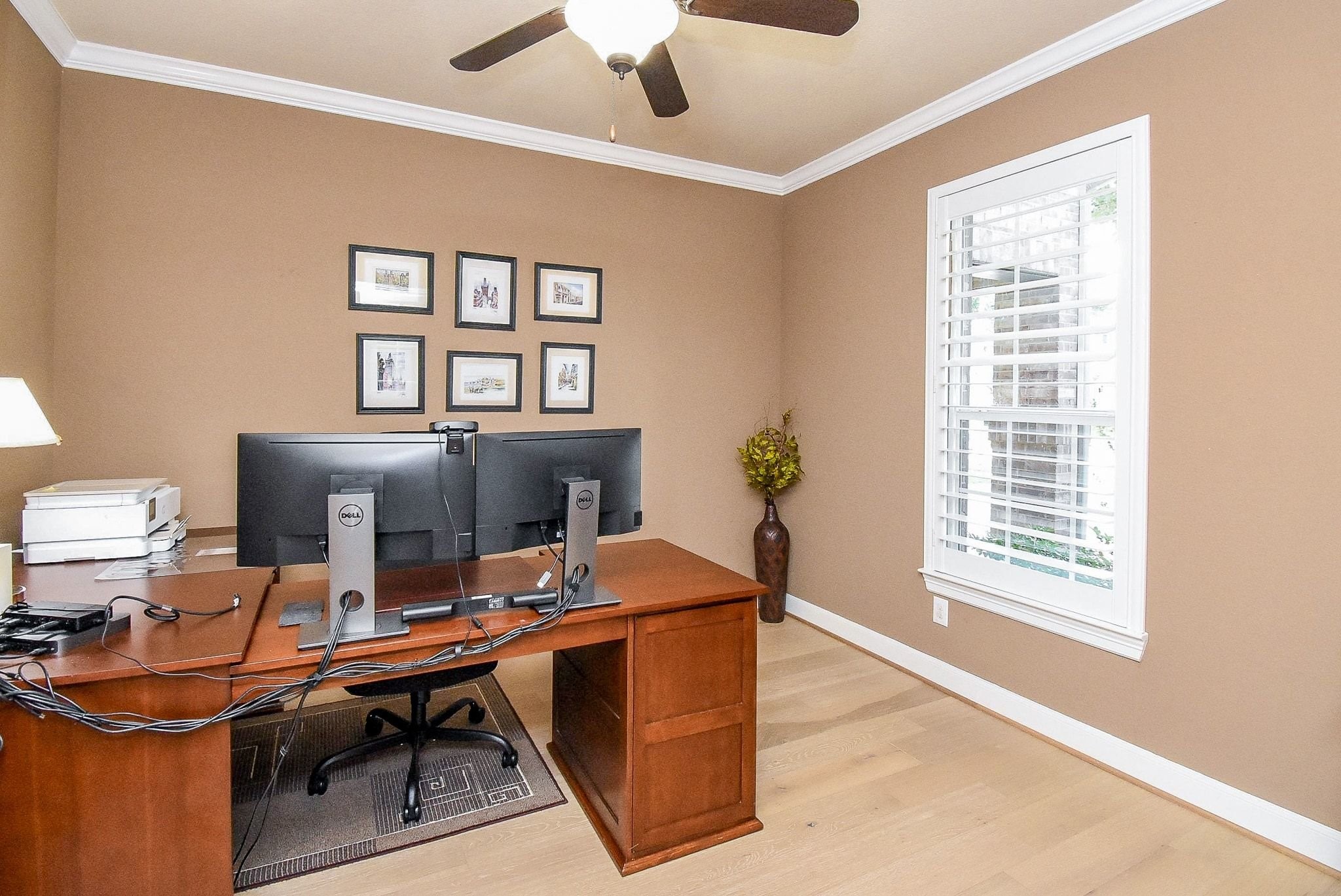 27607 Macklind Ridge Lane Katy, TX 77494 - Photo 17 of 50 Home office/Study with French Doors, crown molding, plantation shutters, ceiling fan and engineer wood floors.