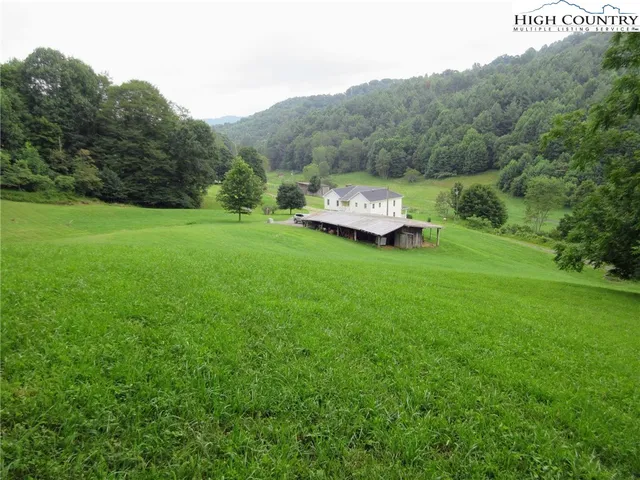 a view of a grassy field with trees