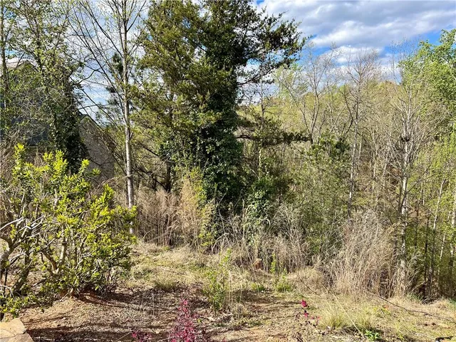 an aerial view of a house with a garden