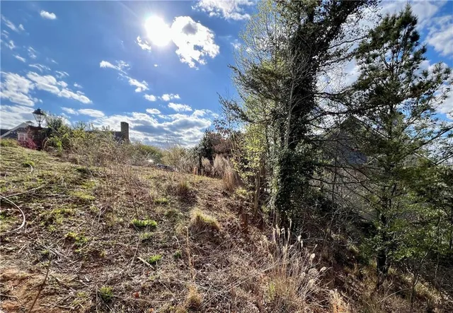 an aerial view of a house with a yard and lake view