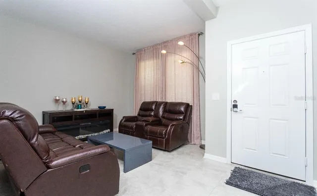 a living room with furniture