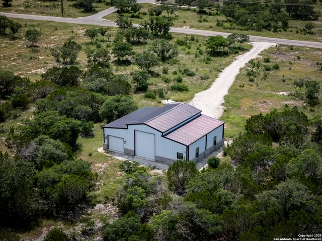 an aerial view of a house