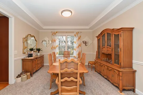 a living room with furniture a rug and a window