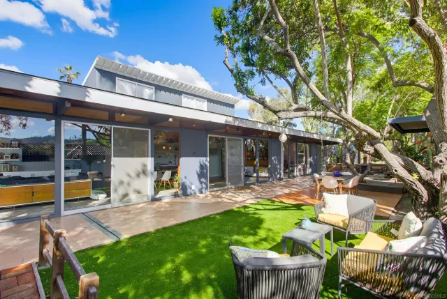 a view of a park with plants and trees