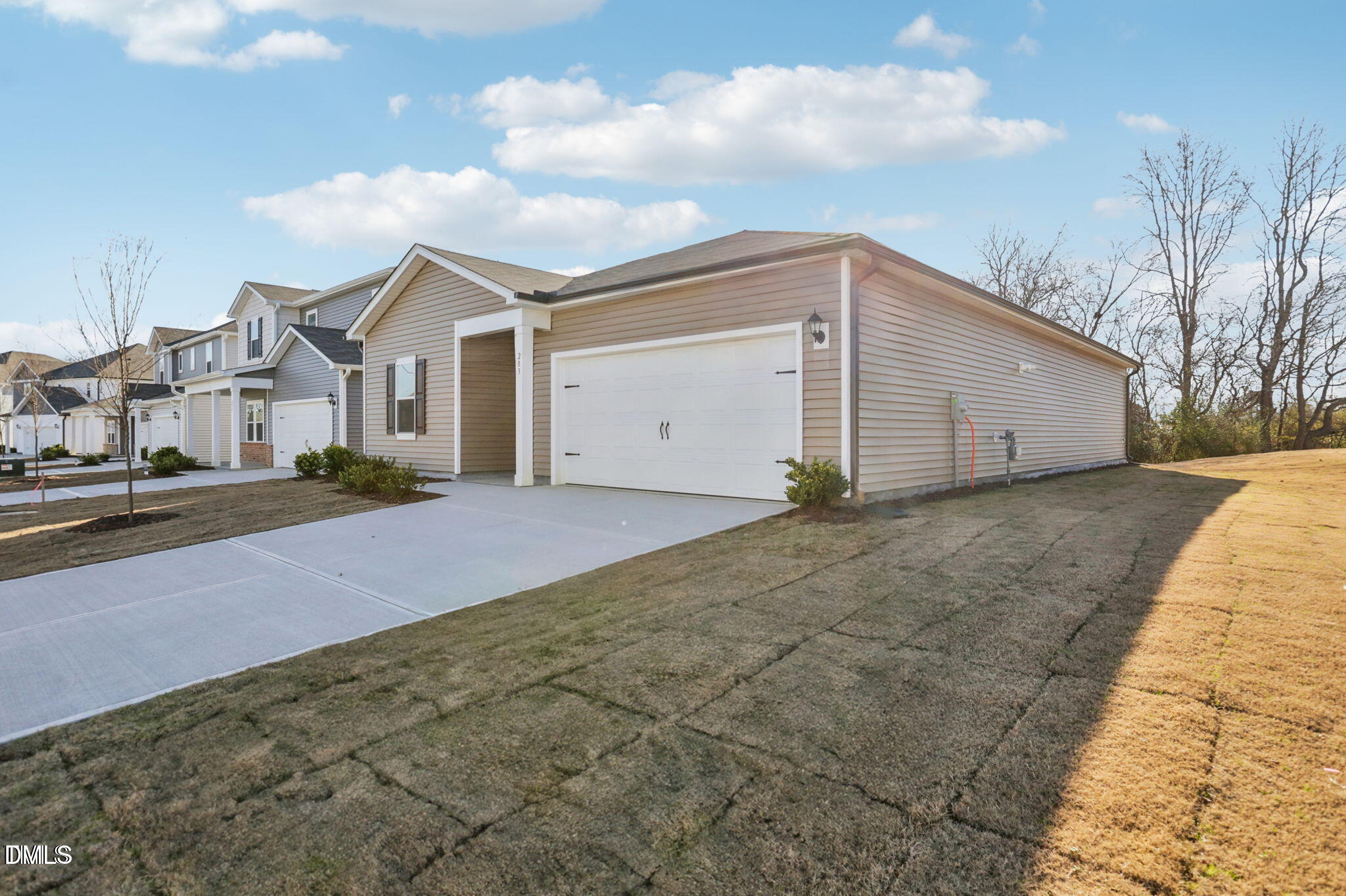 283 White Birch Lane Angier, NC 27501 - Photo 8 of 12 a view of garage yard and tree