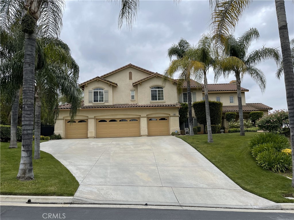 a front view of a house with a garden and trees