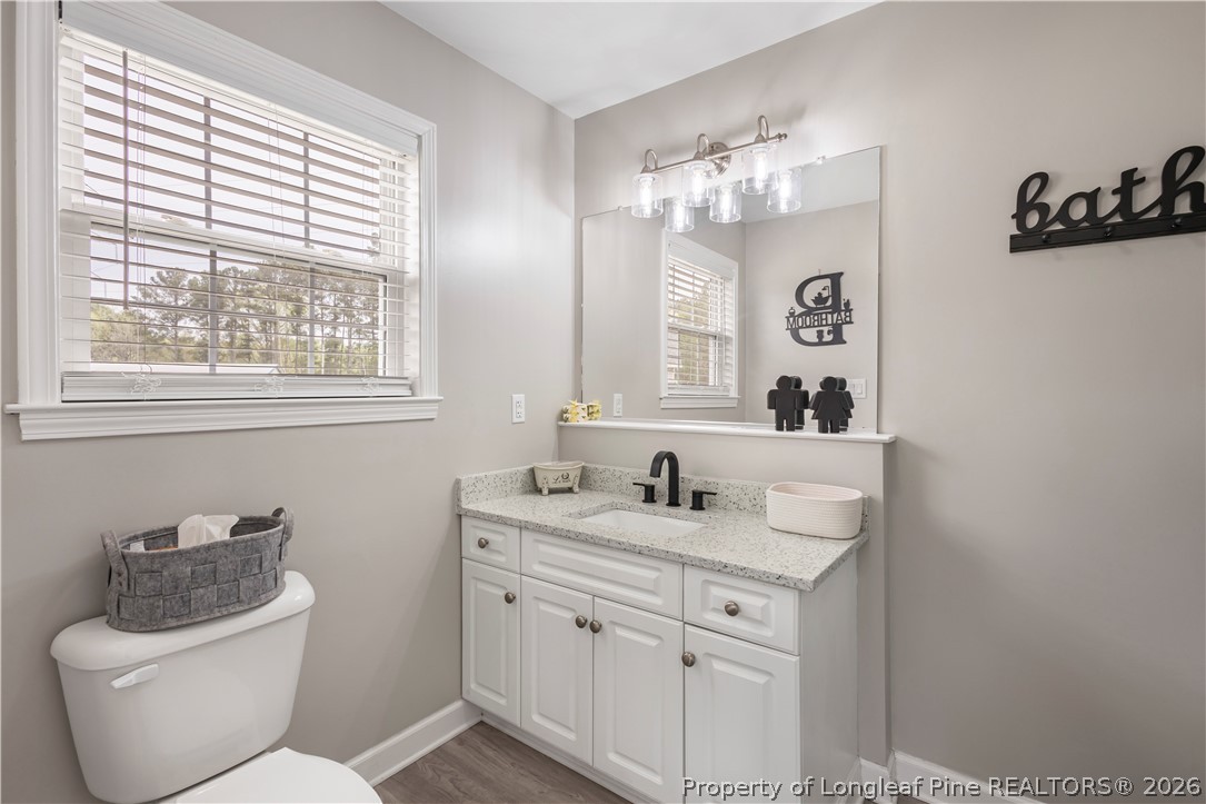 253 Farmstead Court Rockingham, NC 28379 - Photo 6 of 25 a bathroom with a toilet sink and mirror