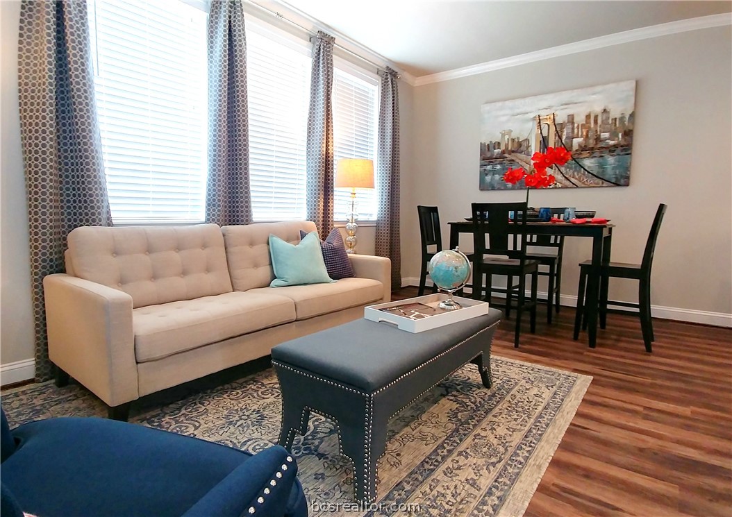 401 North Main Street, Unit 306 Bryan, TX 77803 - Photo 6 of 11 a living room with furniture a rug and a large window