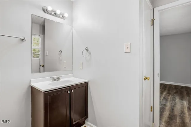 a view of outdoor space with deck and large trees