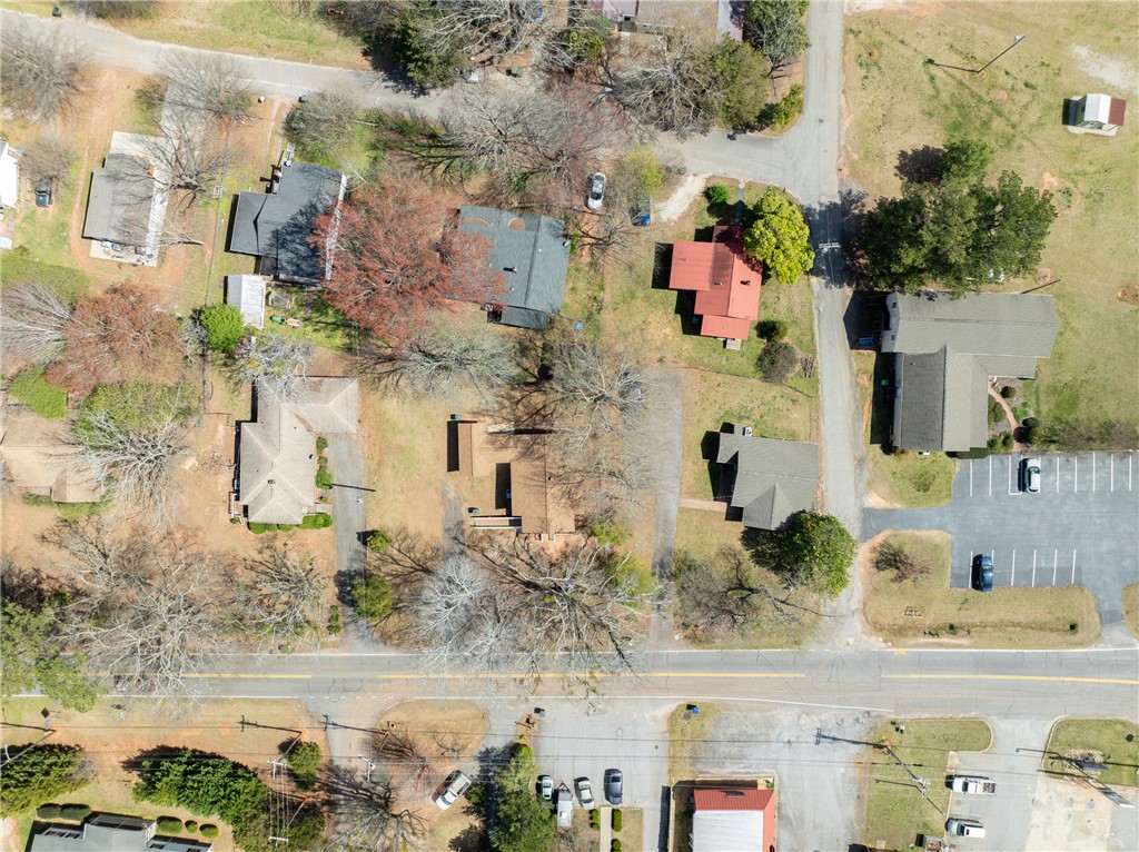 204 Old Salem Road Seneca, SC 29672 - Photo 24 of 28 This bird's eye view showcases a charming neighborhood with diverse architectural styles amidst lush greenery.