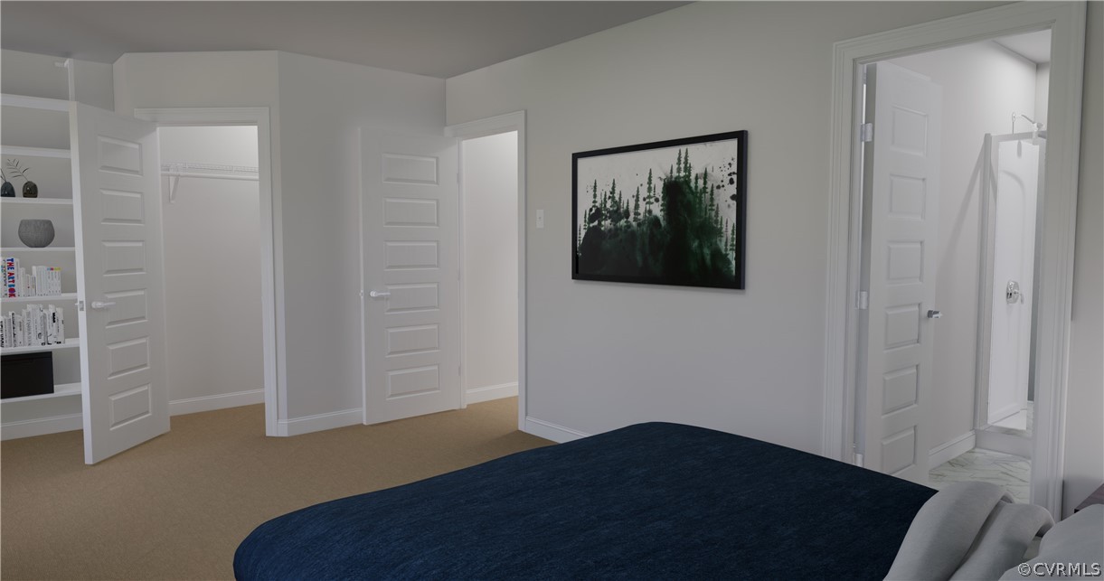 12208 Lightning Bug Loop Midlothian, VA 23112 - Photo 17 of 36 a bedroom with a bed and a view of bathroom