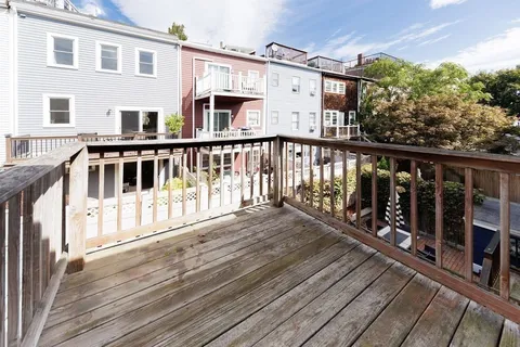 a view of a wooden deck